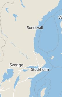 Översiktskarta som visar hela Sverige med en markör som visar ungefär var händelsen inträffat
