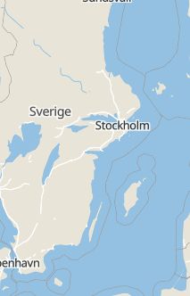 Översiktskarta som visar hela Sverige med en markör som visar ungefär var händelsen inträffat