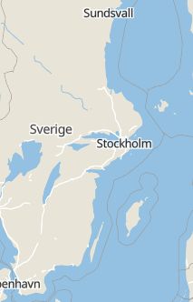 Översiktskarta som visar hela Sverige med en markör som visar ungefär var händelsen inträffat