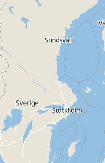 Översiktskarta som visar hela Sverige med en markör som visar ungefär var händelsen inträffat
