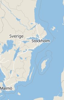 Översiktskarta som visar hela Sverige med en markör som visar ungefär var händelsen inträffat