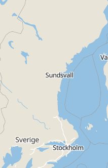 Översiktskarta som visar hela Sverige med en markör som visar ungefär var händelsen inträffat