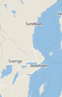 Översiktskarta som visar hela Sverige med en markör som visar ungefär var händelsen inträffat