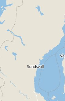 Översiktskarta som visar hela Sverige med en markör som visar ungefär var händelsen inträffat