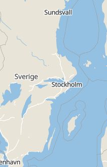Översiktskarta som visar hela Sverige med en markör som visar ungefär var händelsen inträffat