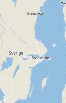 Översiktskarta som visar hela Sverige med en markör som visar ungefär var händelsen inträffat