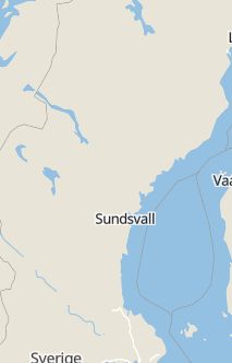 Översiktskarta som visar hela Sverige med en markör som visar ungefär var händelsen inträffat