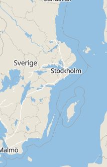 Översiktskarta som visar hela Sverige med en markör som visar ungefär var händelsen inträffat