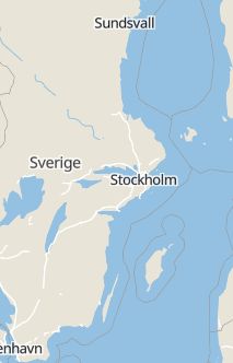 Översiktskarta som visar hela Sverige med en markör som visar ungefär var händelsen inträffat