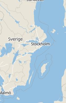 Översiktskarta som visar hela Sverige med en markör som visar ungefär var händelsen inträffat