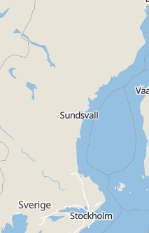 Översiktskarta som visar hela Sverige med en markör som visar ungefär var händelsen inträffat