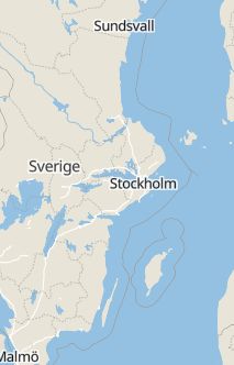 Översiktskarta som visar hela Sverige med en markör som visar ungefär var händelsen inträffat