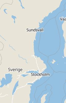 Översiktskarta som visar hela Sverige med en markör som visar ungefär var händelsen inträffat