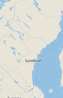 Översiktskarta som visar hela Sverige med en markör som visar ungefär var händelsen inträffat