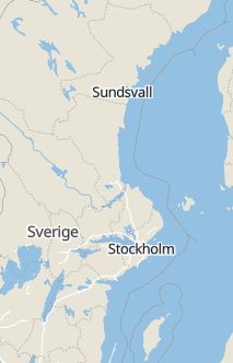 Översiktskarta som visar hela Sverige med en markör som visar ungefär var händelsen inträffat