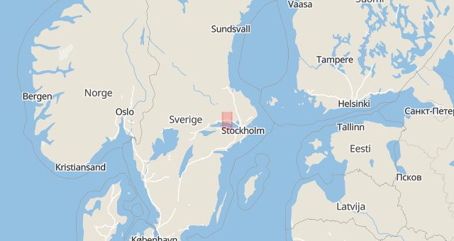 Karta som med röd fyrkant ramar in Stockholm, Europavägen, Enköping, Uppsala län