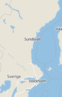 Översiktskarta som visar hela Sverige med en markör som visar ungefär var händelsen inträffat