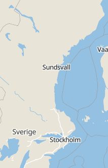 Översiktskarta som visar hela Sverige med en markör som visar ungefär var händelsen inträffat