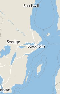 Översiktskarta som visar hela Sverige med en markör som visar ungefär var händelsen inträffat