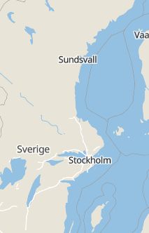 Översiktskarta som visar hela Sverige med en markör som visar ungefär var händelsen inträffat