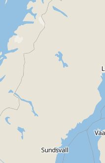 Översiktskarta som visar hela Sverige med en markör som visar ungefär var händelsen inträffat