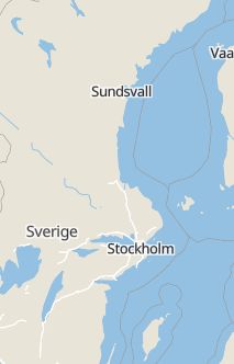Översiktskarta som visar hela Sverige med en markör som visar ungefär var händelsen inträffat