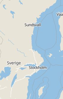 Översiktskarta som visar hela Sverige med en markör som visar ungefär var händelsen inträffat