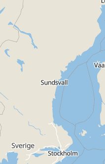 Översiktskarta som visar hela Sverige med en markör som visar ungefär var händelsen inträffat