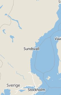 Översiktskarta som visar hela Sverige med en markör som visar ungefär var händelsen inträffat