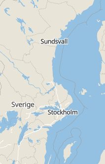 Översiktskarta som visar hela Sverige med en markör som visar ungefär var händelsen inträffat
