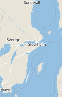 Översiktskarta som visar hela Sverige med en markör som visar ungefär var händelsen inträffat