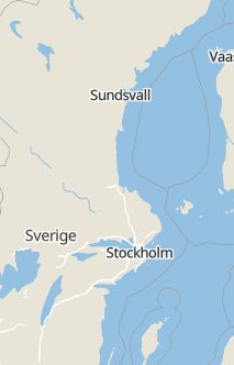 Översiktskarta som visar hela Sverige med en markör som visar ungefär var händelsen inträffat