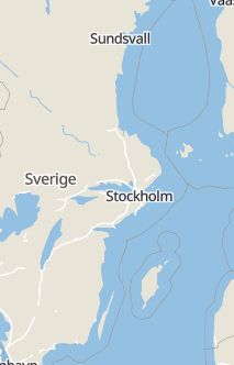 Översiktskarta som visar hela Sverige med en markör som visar ungefär var händelsen inträffat