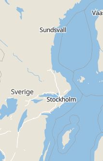 Översiktskarta som visar hela Sverige med en markör som visar ungefär var händelsen inträffat
