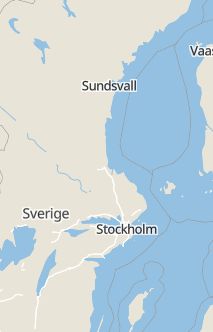 Översiktskarta som visar hela Sverige med en markör som visar ungefär var händelsen inträffat
