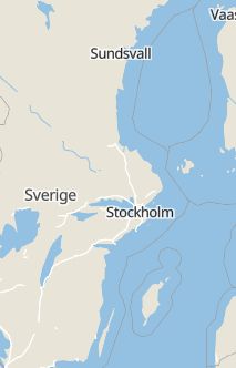 Översiktskarta som visar hela Sverige med en markör som visar ungefär var händelsen inträffat