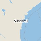 Karta som med röd fyrkant ramar in Tvåspannsvägen, Västra Vägen, Bergsåker, Sundsvall, Västernorrlands län