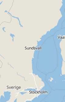 Översiktskarta som visar hela Sverige med en markör som visar ungefär var händelsen inträffat