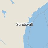 Karta som med röd fyrkant ramar in Bergsåker, Sundsvall, Västernorrlands län