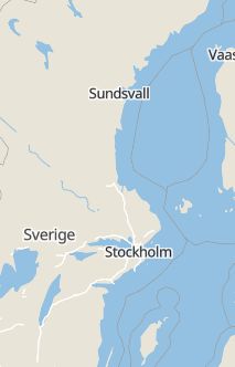 Översiktskarta som visar hela Sverige med en markör som visar ungefär var händelsen inträffat
