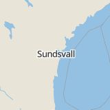 Karta som med röd fyrkant ramar in Södra Vägen, Granudden, Härnösand, Medskogsbron, Sundsvall, Brunnshusgatan, Norrstaden, Söråker, Timrå, Västernorrlands län