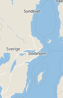 Översiktskarta som visar hela Sverige med en markör som visar ungefär var händelsen inträffat