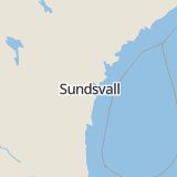 Karta som med röd fyrkant ramar in Sundsvall, Mejselvägen, Nacksta, Axvägen, Härnösand, Fröland, Nässlandsvägen, Älandsbro, Västernorrlands län