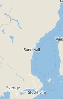 Översiktskarta som visar hela Sverige med en markör som visar ungefär var händelsen inträffat