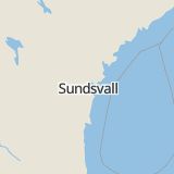 Karta som med röd fyrkant ramar in Granloholm, Göteborgsvägen, Hulivägen, Sundsvall, Västernorrlands län