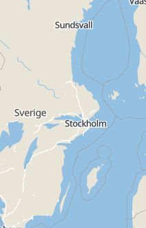 Översiktskarta som visar hela Sverige med en markör som visar ungefär var händelsen inträffat