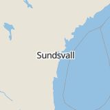 Karta som med röd fyrkant ramar in Bergsgatan, Nacksta, Sundsvall, Västernorrlands län