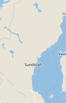 Översiktskarta som visar hela Sverige med en markör som visar ungefär var händelsen inträffat