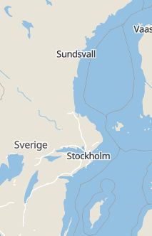 Översiktskarta som visar hela Sverige med en markör som visar ungefär var händelsen inträffat