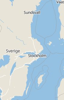 Översiktskarta som visar hela Sverige med en markör som visar ungefär var händelsen inträffat